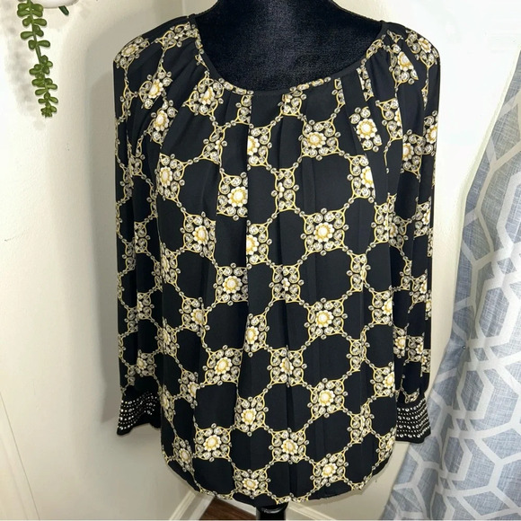 Elegant black and gold Alfani blouse - Picture 1 of 8